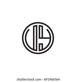 Initial letter UY, VY, minimalist line art monogram circle logo, black color