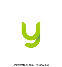 initial letter uy, y, modern linked circle round lowercase logo green