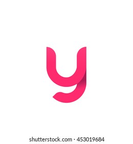 initial letter uy, y, modern linked circle round lowercase logo pink