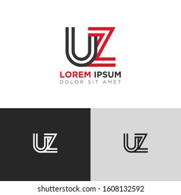 Initial Letter UZ linked uppercase overlap modern logo design template. Suitable for business, consulting group company