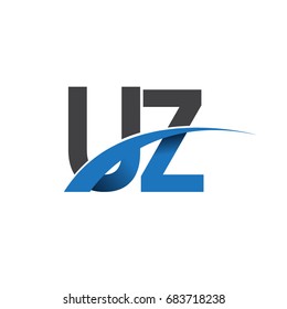 initial letter UZ logotype company name colored blue and grey swoosh design. vector logo for business and company identity.
