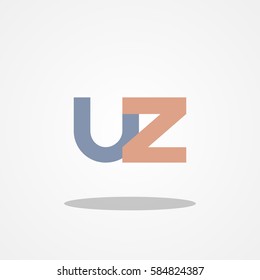Initial letter UZ lowercase logo design template gray blue brown