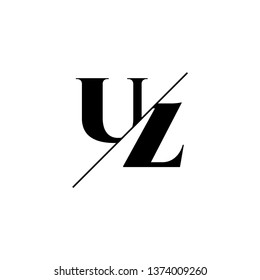 Initial Letter UZ Monogram Sliced. Logo template isolated on white background
