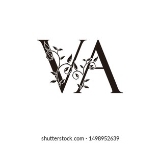 Initial letter V and A, VA, vintage Logo Icon, classy black letter monogram logo icon suitable for boutique,restaurant, wedding service, hotel or business identity.
