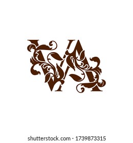 Initial Letter V and A, VA luxury  logo icon, monogram vintage design template with tropical nature leaf element.