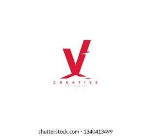 Initial Letter V Abstract Modern Futuristic Sharp Stylish Red Color Logo