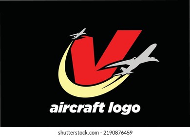 initial Letter V aircraft logo