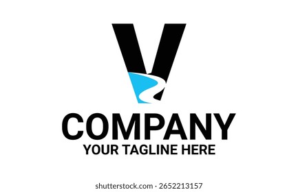 Initial Letter V Aqua fresh water for swimming pool or sea ocean beach logo design vector template illustration