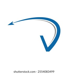 initial letter v arrow swoosh icon logo design template