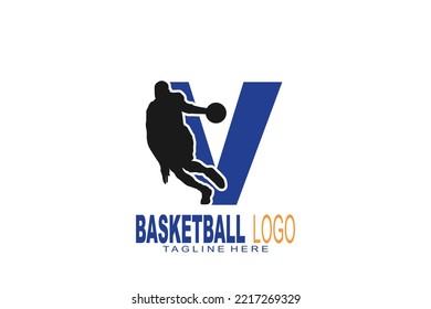initial Letter V basketball logo