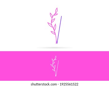 Initial letter V beauty leaves logo design. Simple branch icon