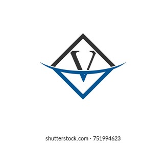 initial letter V black blue