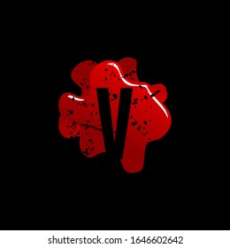 Initial Letter V with Blood Splatter Logo Design