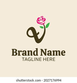 Ursprüngliche Buchstaben V botanische Blume Logo Design Vorlage. Geeignet für Hochzeitsmarke, Mode, Schmuck, Boutique, Blumenladen, Blumenladen und Botanisch. Vektorgrafik