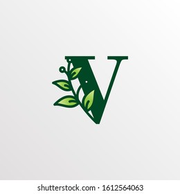 Initial Letter V Botanical Logo Design