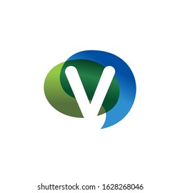 Initial Letter V Bubble Speech Logo Design Concept