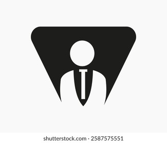 Initial Letter V Business Man Logo Concept With Man Symbol Vector Template