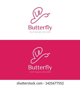 initial letter v butterfly logo and icon vector illustration design template