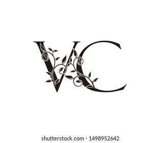 Initial letter V and C, VC, vintage Logo Icon, classy black letter monogram logo icon suitable for boutique,restaurant, wedding service, hotel or business identity.