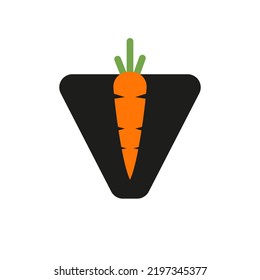Initial Letter V Carrot Icon Design Vector Template. Carrot Logo Based Alphabet