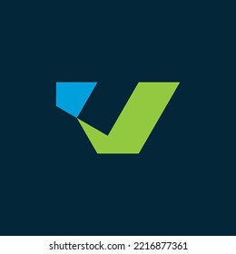 logotipo de la flecha de marca de verificación V de la letra inicial. letra profesional V monograma. icono de éxito de letra V.