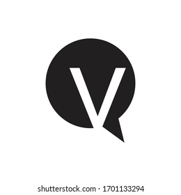 initial letter v circle chat logo 