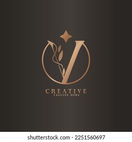 Initial Letter V Circle combine Flourishes Luxury Logotype