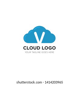 initial letter v cloud logo and icon vector illustration design template