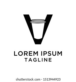 initial letter V Coffee Cup logo template