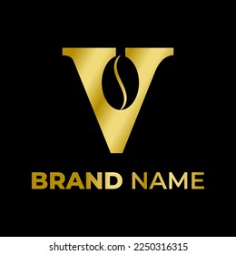 Initial letter V coffee logo design with playful style
