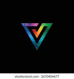 Anfangsbuchstabe V Farbiges Dreieck Logo Design Vektor Vorlage
