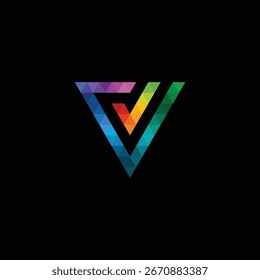 Initial Letter V Colorful Triangle Logo Design Vector Template