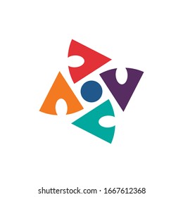 Initial Letter V Community Icon Logo Design Template