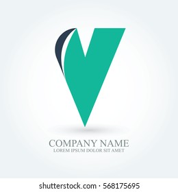 initial letter v creative circle logo typography design for brand and company identity. green and dark blue color