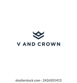 Letra inicial V Crown King diseño de logotipo ilustración vectorial