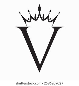 Initial Letter V Crown Logo Concept For Fashion and Beauty Symbol Vector Template