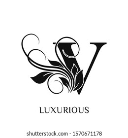  Initial letter V  Decorative emblem VINTAGE ornament  monogram logo