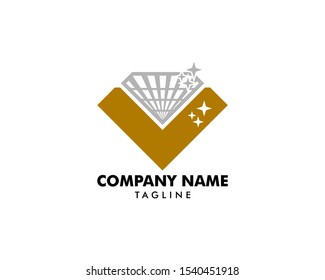 Initial Letter V with Diamond Logo Template Design