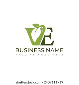 Initial letter V and E leaf logo. Eco-friendly logo concept. Modern vector logo for ecological business and company identity. Negative space typography logo design vector