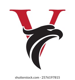 Initial Letter V Eagle Logo. Eagle Head Logo Concept For Business Company Vector Template