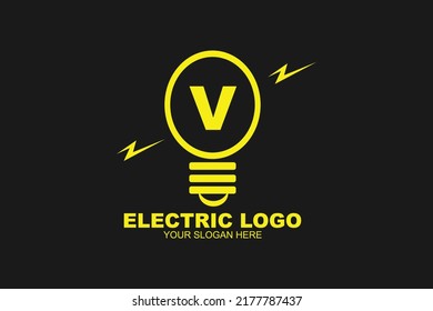 Initial Letter V Electric Lamp Logo