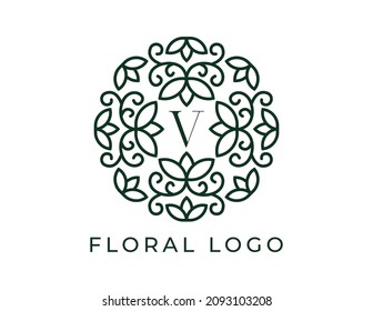 initial letter V Elegant Floral Logo Vector Design illustrations Template. 
Vector Logo design for natural products, flower shop, cosmetics, Organic, ecology concepts, health, spa.