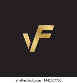 Initial letter v f linked lowercase logo design template elements. Gold letter Isolated on black  background. Suitable for business, consulting group company.