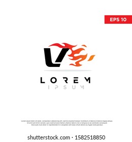 initial letter v fire speed logo. modern icon template design