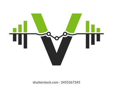 Initial Letter V Fitness Logo Concept With Dumbbell Icon. Gym Symbol