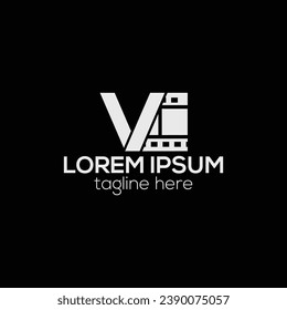 initial Letter V Flim Logo, Or Reel logo design vector template