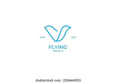 Initial letter v with flying bird logo design vector illustration idea