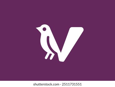 Initial letter v with flying bird logo design vector. V Logo - Vector logo template. Initial letter v with flying bird logo design vector illustration idea