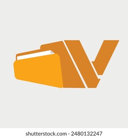 Initial Letter V Folder Logo. Vector Illustration.