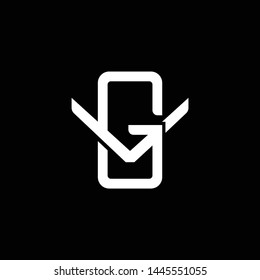 Initial letter V and G, VG, GV, overlapping interlock monogram logo, white color on black background